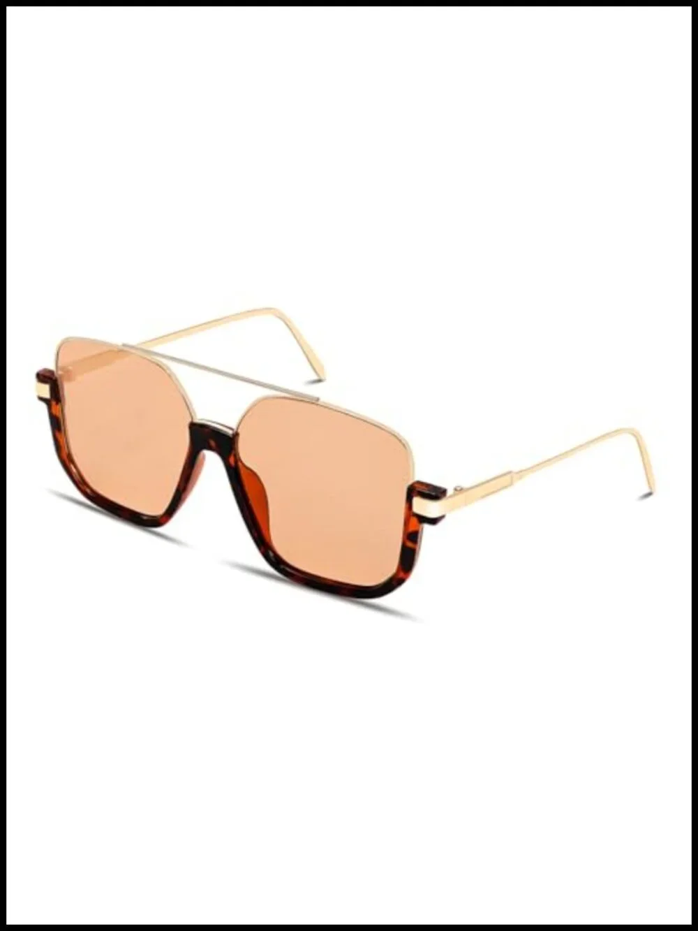 Oversized Square Double Bridge Pilot Aviator Sunglasses Retro 70s UV Protection